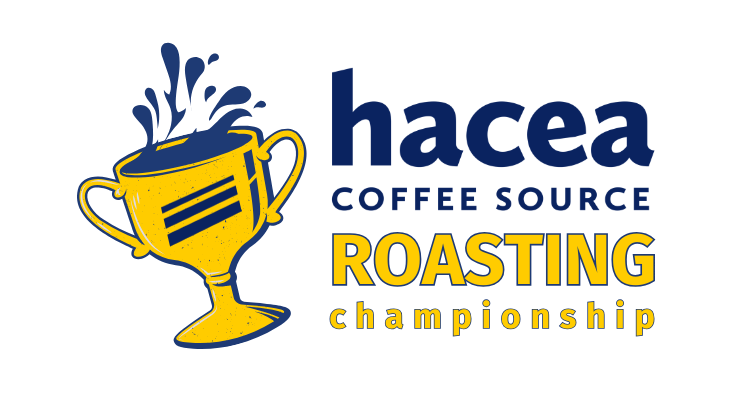 "Hacea Coffee Source Roasting Championship" text with a trophy on a white background