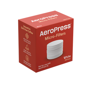 Red box of Aeropress Micro-Filters on a white background