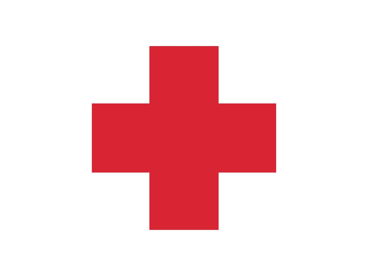 A simple red cross centered on a plain white background.